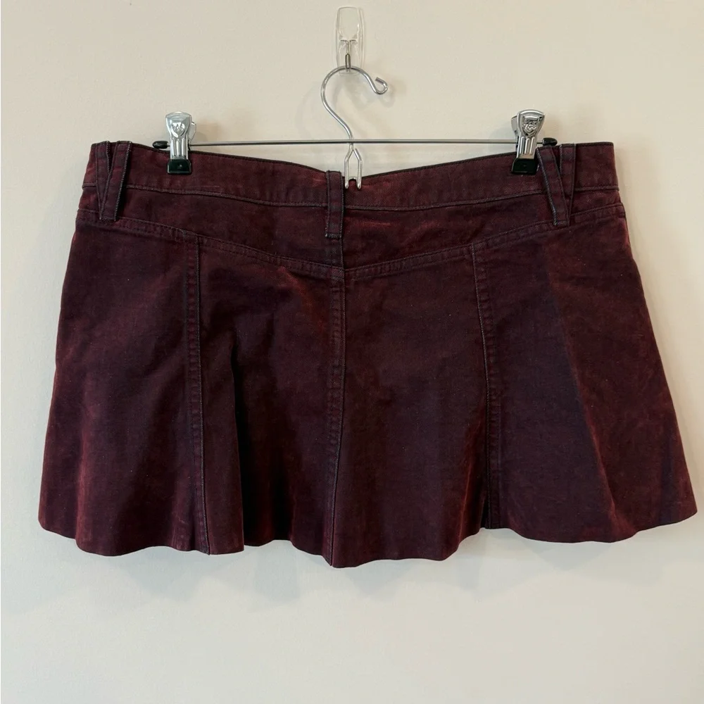 Wild Fable Burgundy Acid Wash Denim Mini Skirt New With Tags Size 10 Trendy Y2K - Picture 2 of 5